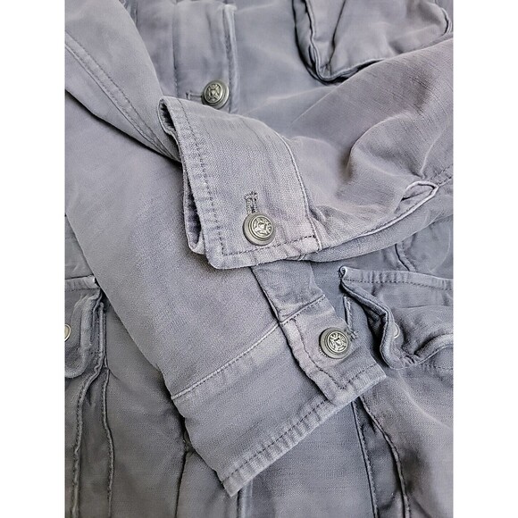 Free People Field Jacket Womens XS Gray Patch Pockets Button Utility Cotton Boho - Picture 5 of 12